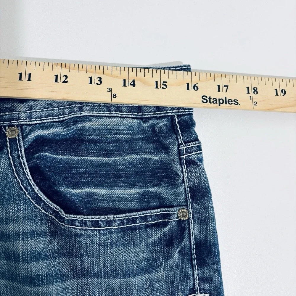 Reclaim Regular Straight Blue Jeans Mens 32x32 Contrast Stitching Whiskering